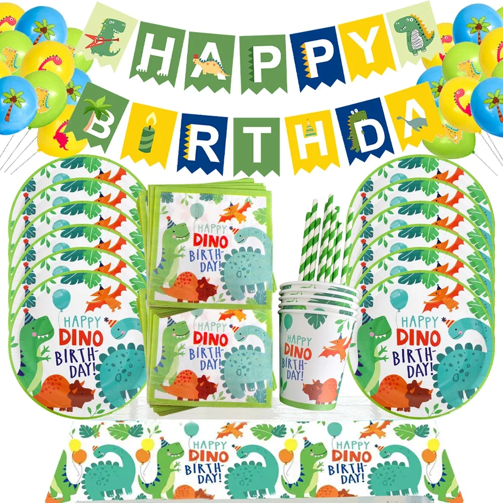 Dinosaur Theme Boys Favors Birthday Party Decoration Disposable Tableware Set Cup Plate Jungle Decoration Baby Shower Supplies