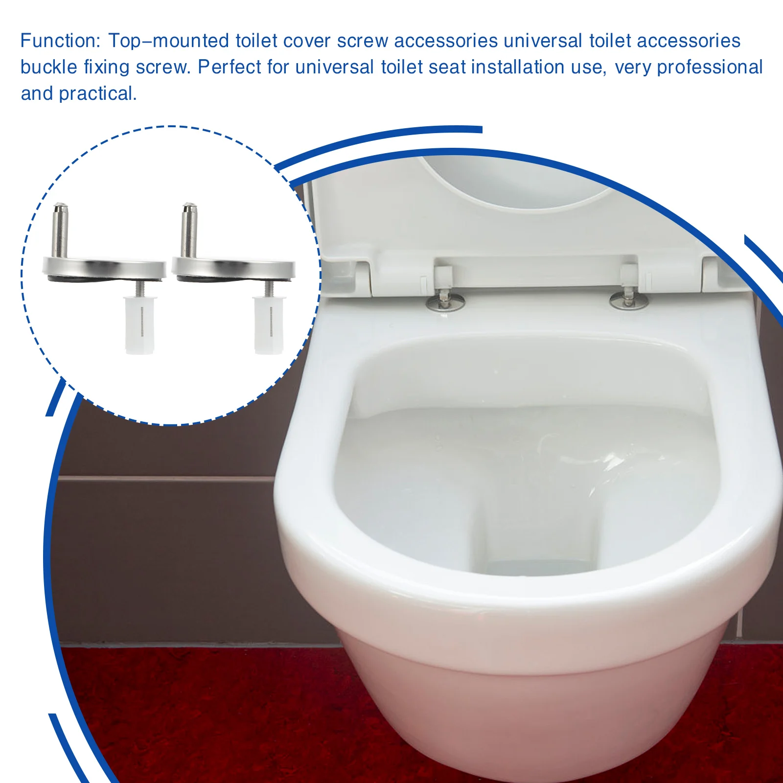

2pcs Toilet Seat Screw Replacement Parts Hinge Bolts Fittings Durable Iron Plastic Material Universal Installation Standard