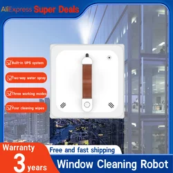 Electric Window Cleaner MORH M7, Dual Spray Water, Intelligent Memory, High Vacuum Suction, Home Washing Window Wall Glass Robot