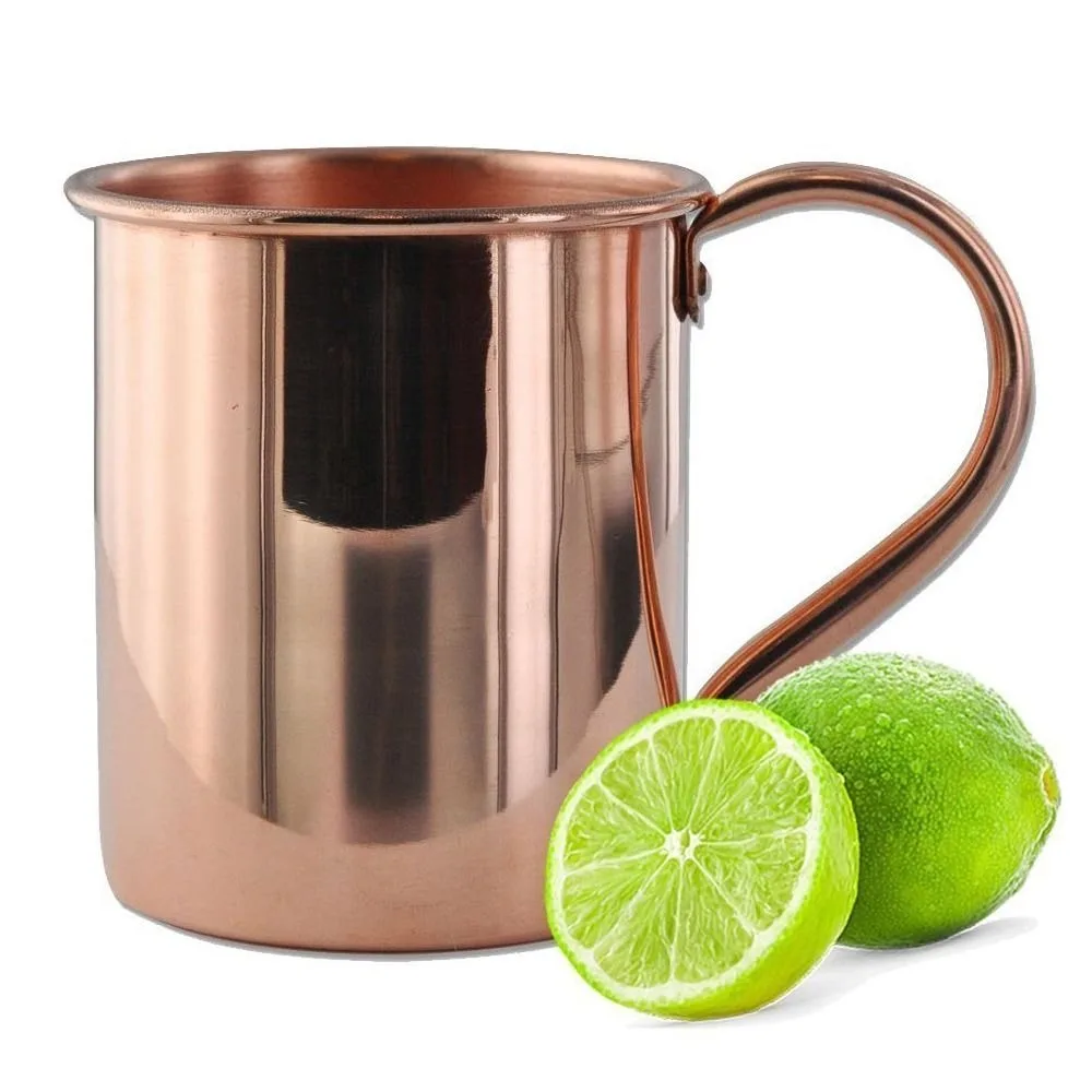 16OZ Pure Copper Cup Straight Handcrafted Moscow Mule Mugs Brushed Appearance Smooth Finish Mug Cup Mules Cocktails Coffee Beer