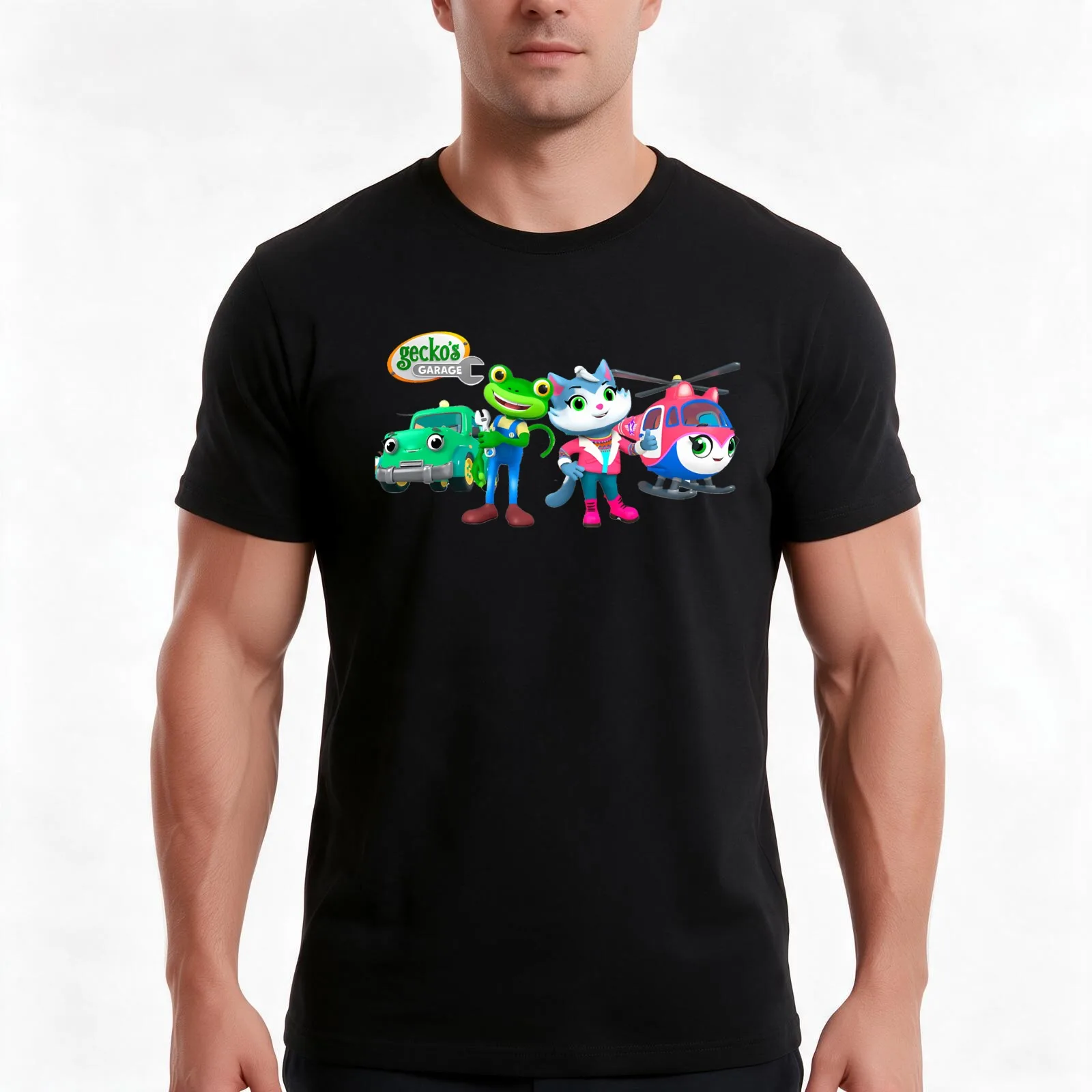Gecko Garage, Gecko Garage GG T-Shirt, Summer Casual Cotton Tee, Oversized Streetwear Tops, Vintage Graphic Print, 100% Cotton