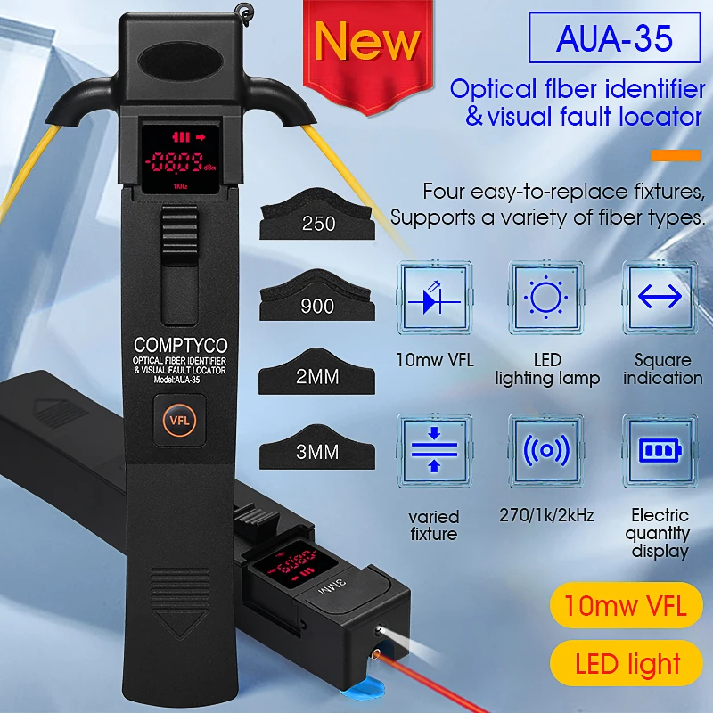 

High Quality Optical Fiber Identifier with LED and 10mw Visual Fault Locator Optic Fiber Testing Tool 800-1700Nm