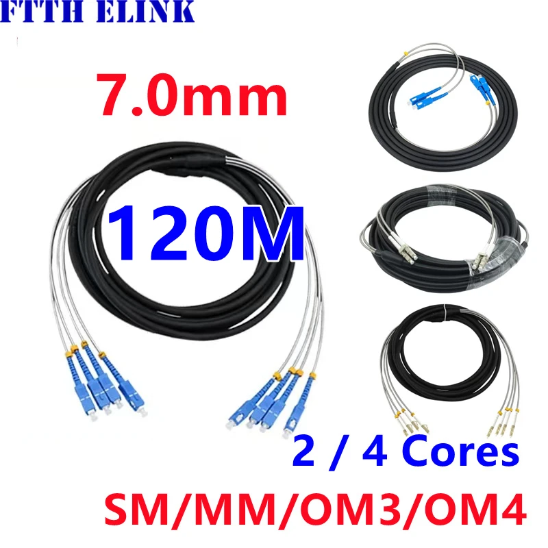 

Fiber optic Patch cord 2C 4C Outdoor CPRI 120mtr SM OM3 OM4 OM2 LC SC FC ST 2 cores 2 fibers cable Singlemode FTTH jumper ELINK