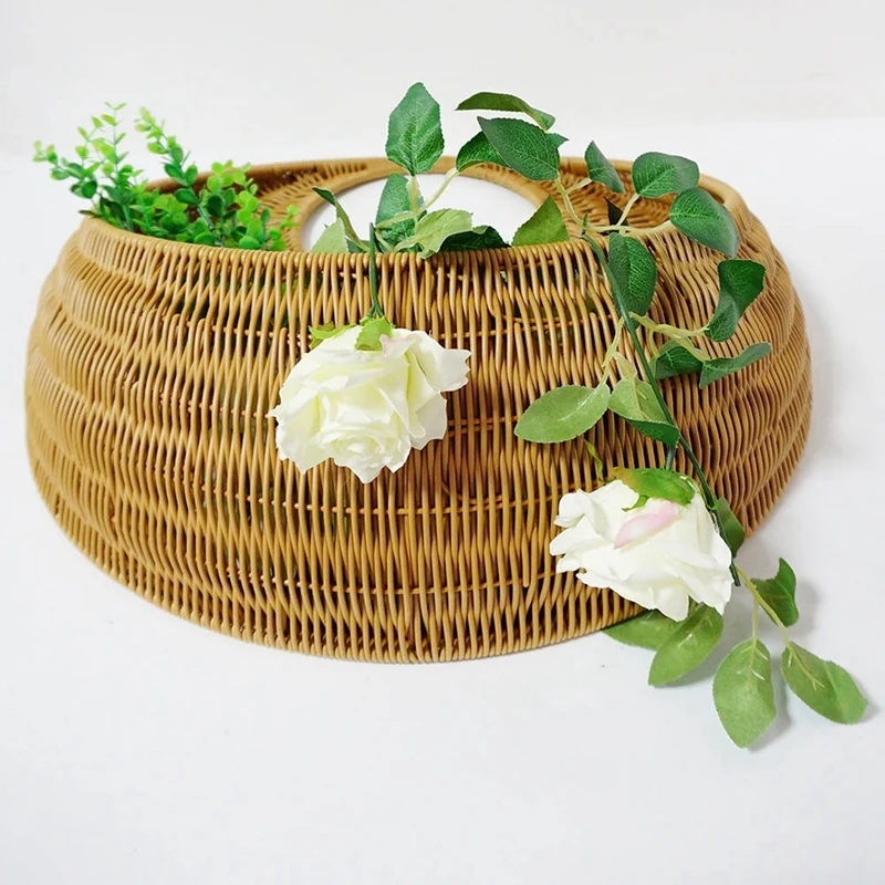 Wall Hanging Handmade Wicker Rattan Flower Basket Green Vine Pot Planter Hanging Vase Container Wall Plant For Garden