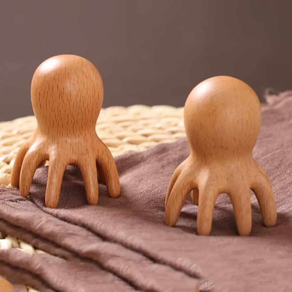 

Scraping Device Octopus Massage Comb Meridian Dredging Acupoint Stick Beech Wood Comb Head Blood Circulation Anti Static