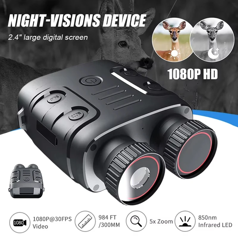 R18 Binocular 5X Zoom Digital Night Vision 200m Photo Video Recording Camera 850nm Infrared for for Outdoor Camping Hunnting