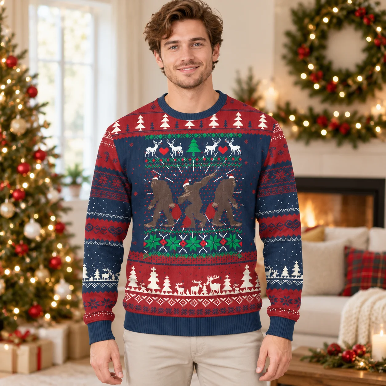 Believe in Bigfoot This Winter with Graphic Sweaters An Ugly Christmas Sweater Featuring Aliens and Festive Folklore Prints