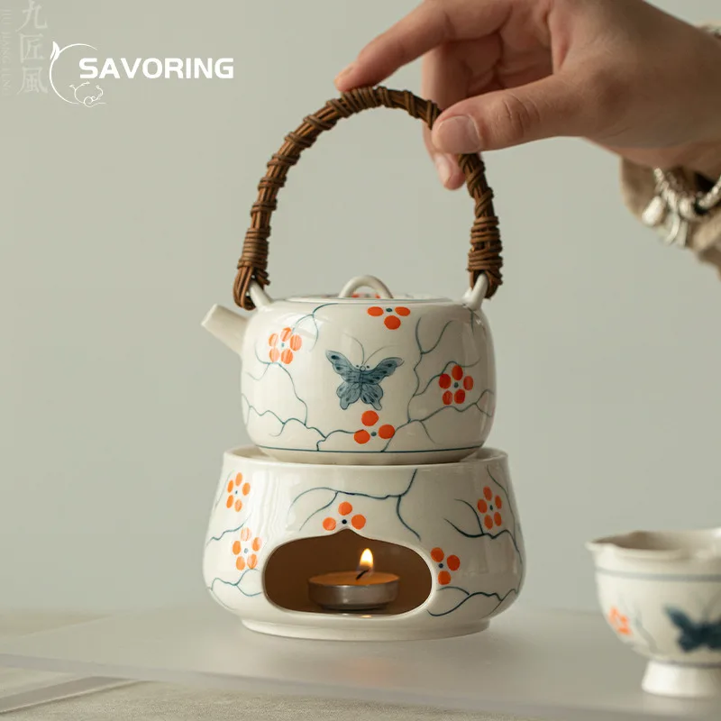

Hand Painted Butterfly Tea Pot Tea Brewing Kettle Tea Brewing Kettle Teapot Warmer Candle Warmer Japanese Handmade Ceremony Puer