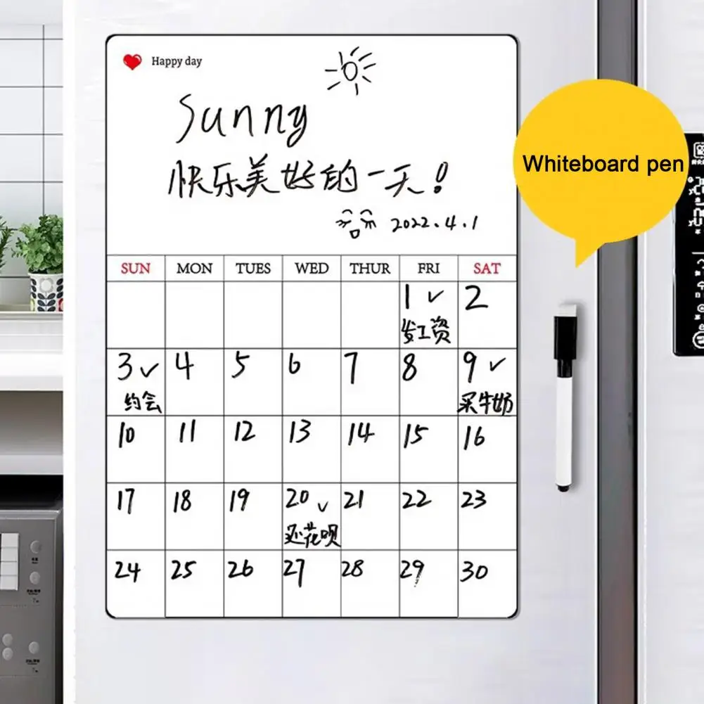 Tableau blanc magnétique pour réfrigérateur avec stylo effaçable à sec, tableau de réfrigérateur multi-usages, aimant de bain, tableau d'affichage arrière