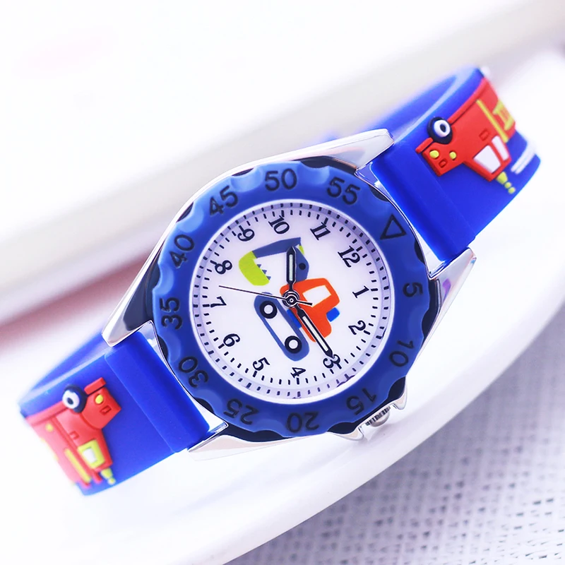 Montre intelligente en silicone avec motif de camion de pompier pour enfant, garçon et fille, idée cadeau, nouvelle collection