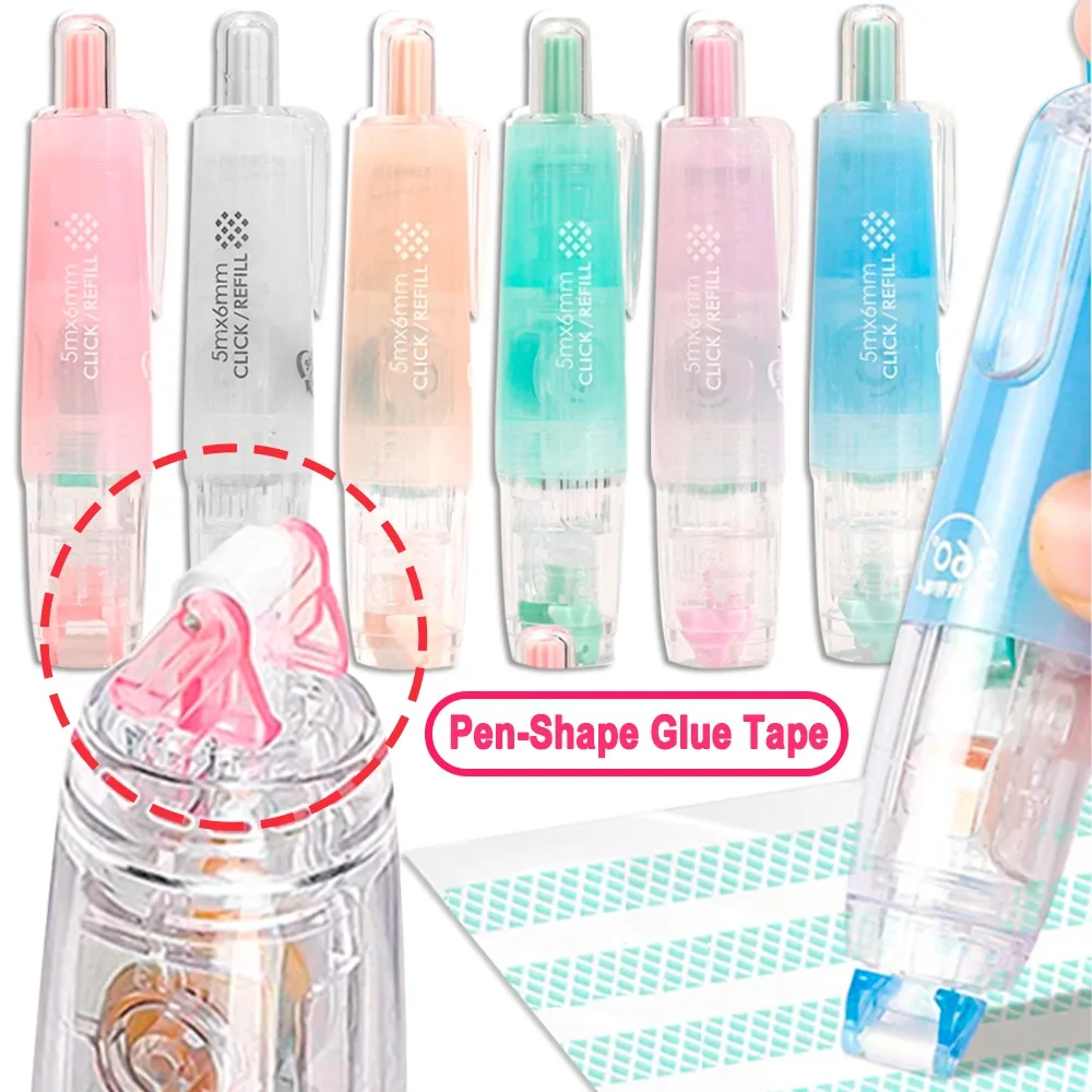 6mm Width Refillable Adhesive Double Sided Tape Pen360° Rotatable Dots Glue Roller for Scrapbooking DIY Crafts School Office