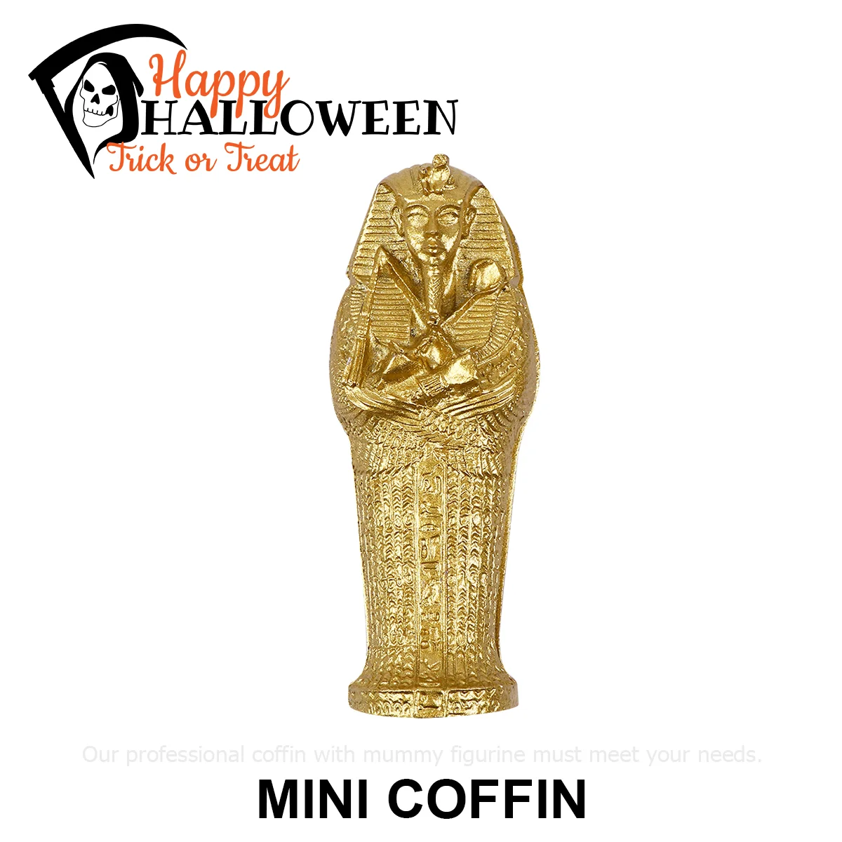 Pharaoh Sculpture Halloween Mummy Coffin Toy with Figurine Cultural Resin