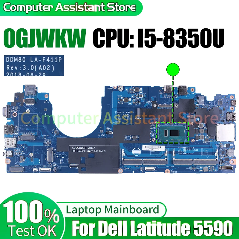 

For Dell Latitude 5590 Laptop Mainboard DDM80 LA-F411P 0GJWKW SR3L9 I5-8350U 100％test Notebook Motherboard