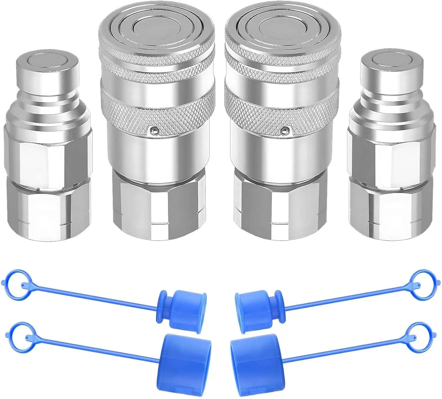 

2 комплекта гидравлических быстроразъемных соединителей NPT с плоской поверхностью/муфты с пылезащитным колпачком, резьба 1/4 3/8 1/2 NPT для моделей мини-погрузчиков