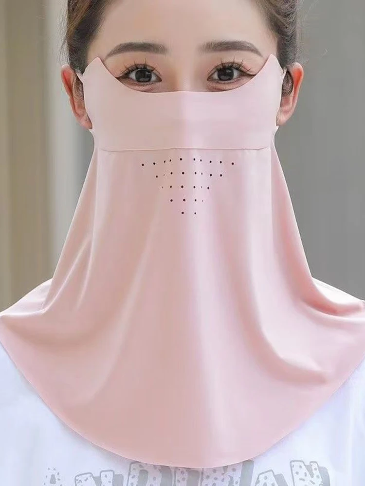 AliExpress NONE Women Sun Protection Face Mask Cycling Neck Gaiter Ice Silk Breathable Vents Thin Lightweight Hiking Driving Ladies Face Cover