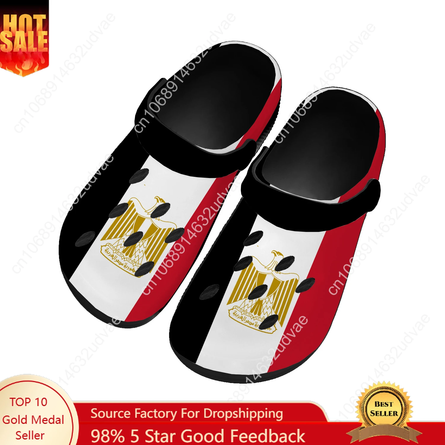 

Egypt National Flag Water Shoes Men Women Comfortable Home Garden Clogs Customizd Sandals Beach Breathable Hole Slippers