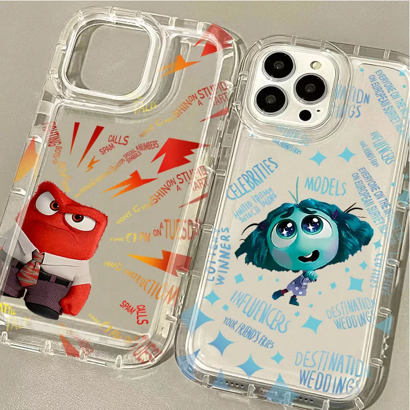 Disneys Anime Inside Out 2 Clear Case for IPhone 16 15 14 13 12 11 Pro Max 14 15 7 8 Plus XS Max SE2020 Airbag Shockproof Cover