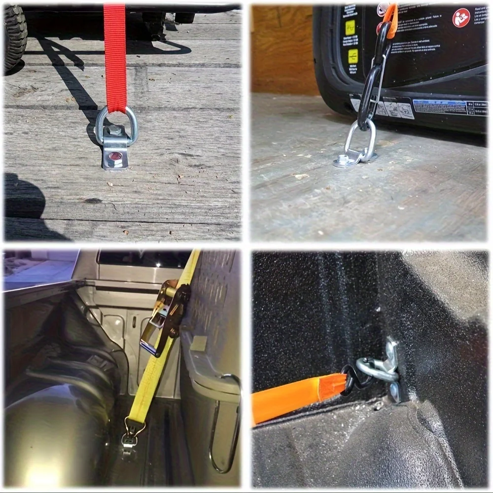 10pcs D-Type Ring Truck Trailer Rope Buckle Hook Floor Fixing Rope Pull Ring Heavy Duty Metal D Buckle Auto Accessories