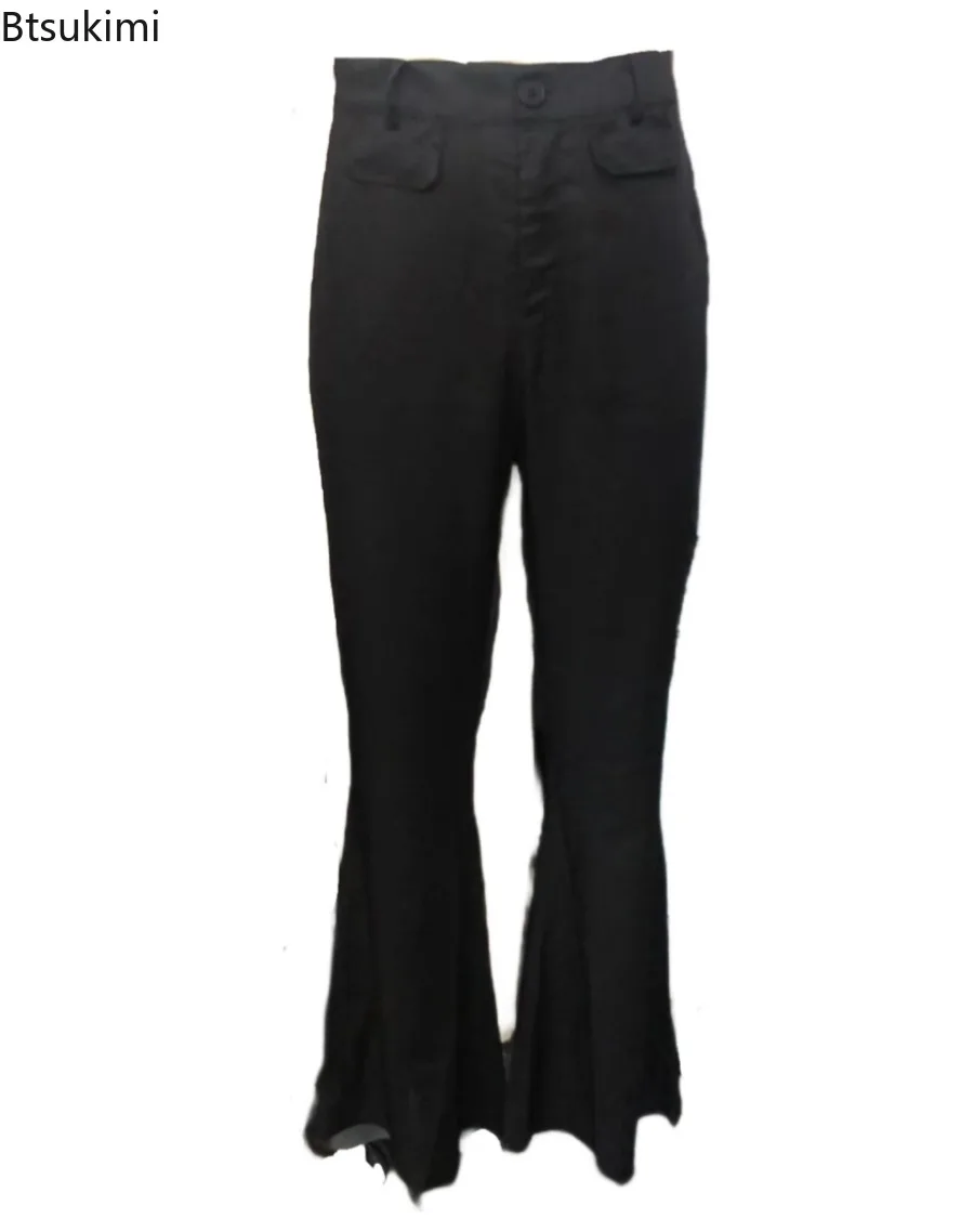 70s Vintage Sequins Pants Men's Fashion Slim Casual Flared Pants Stage Festive Cosplay Costumes Street Disco Perform Pantalones