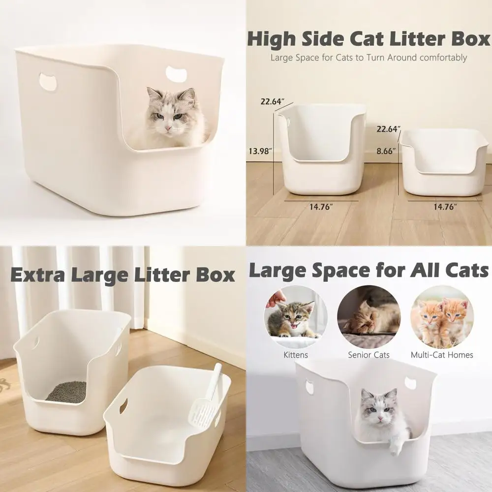 صندوق نفايات كبير جدًا لفترة الفضاء مع جوانب عالية للقطط المتعددة وأسرة القطط المتعددة