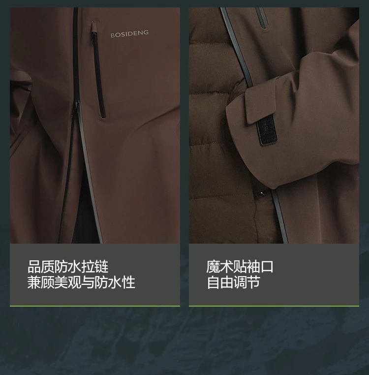 BOSIDENG 3‑In‑1 Outdoor Jacket 90 Goose Down 700+ Fill Power Detachable Liner Temperature Control Hooded Coat