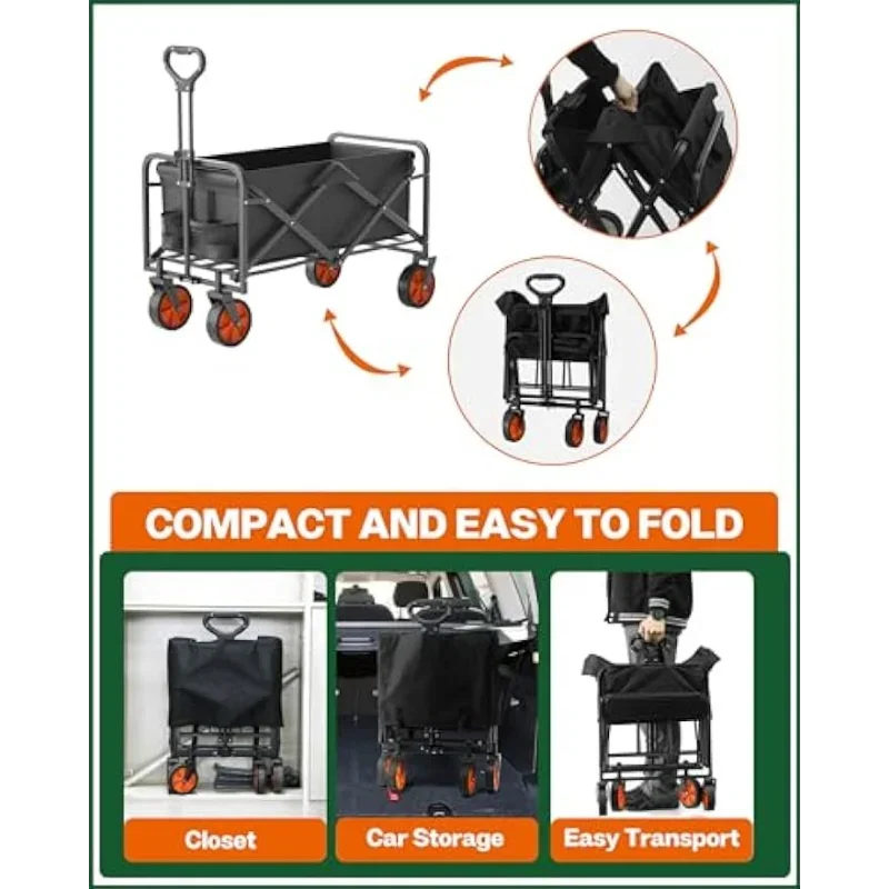 Collapsible Folding Wagon,Heavy Duty Utility Beach Wagon Cart,Outdoor Camping Wagon