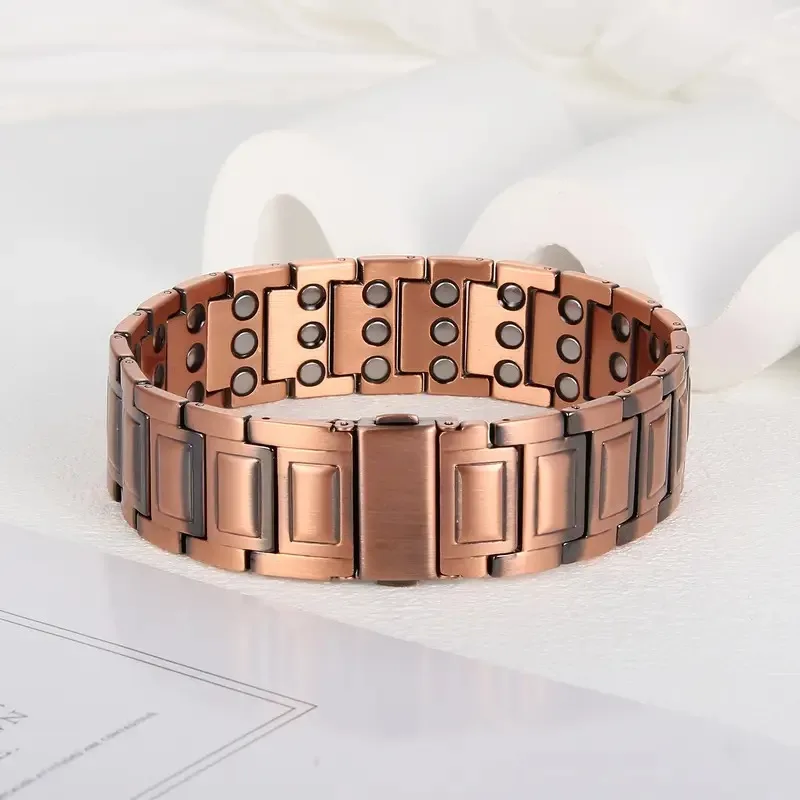 OKtrendy 3X Strength Magnetic Copper Bracelets for Men 3800 Gauss Magnets 99.9% Pure Copper Premium Fold-Over Clasp Adjustable