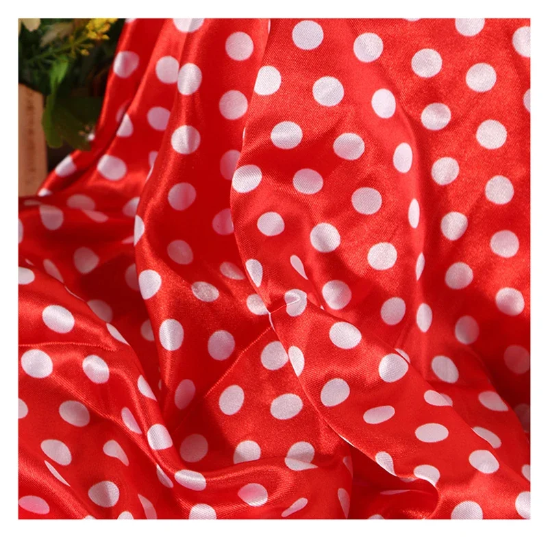 Dot Shade Print Point Cap Scarf Satin Scarf Ribbon Dress Pajama Fabric