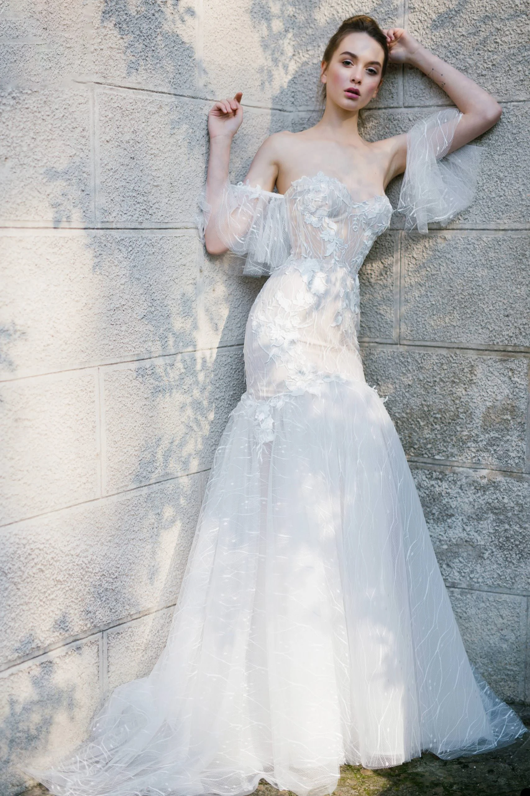 فستان زفاف حورية البحر الرعوية بدون ظهر فساتين زفاف على شكل قلب بدون أكتاف ذيل فرشاة رداء De Mariée مقاس مخصص #2