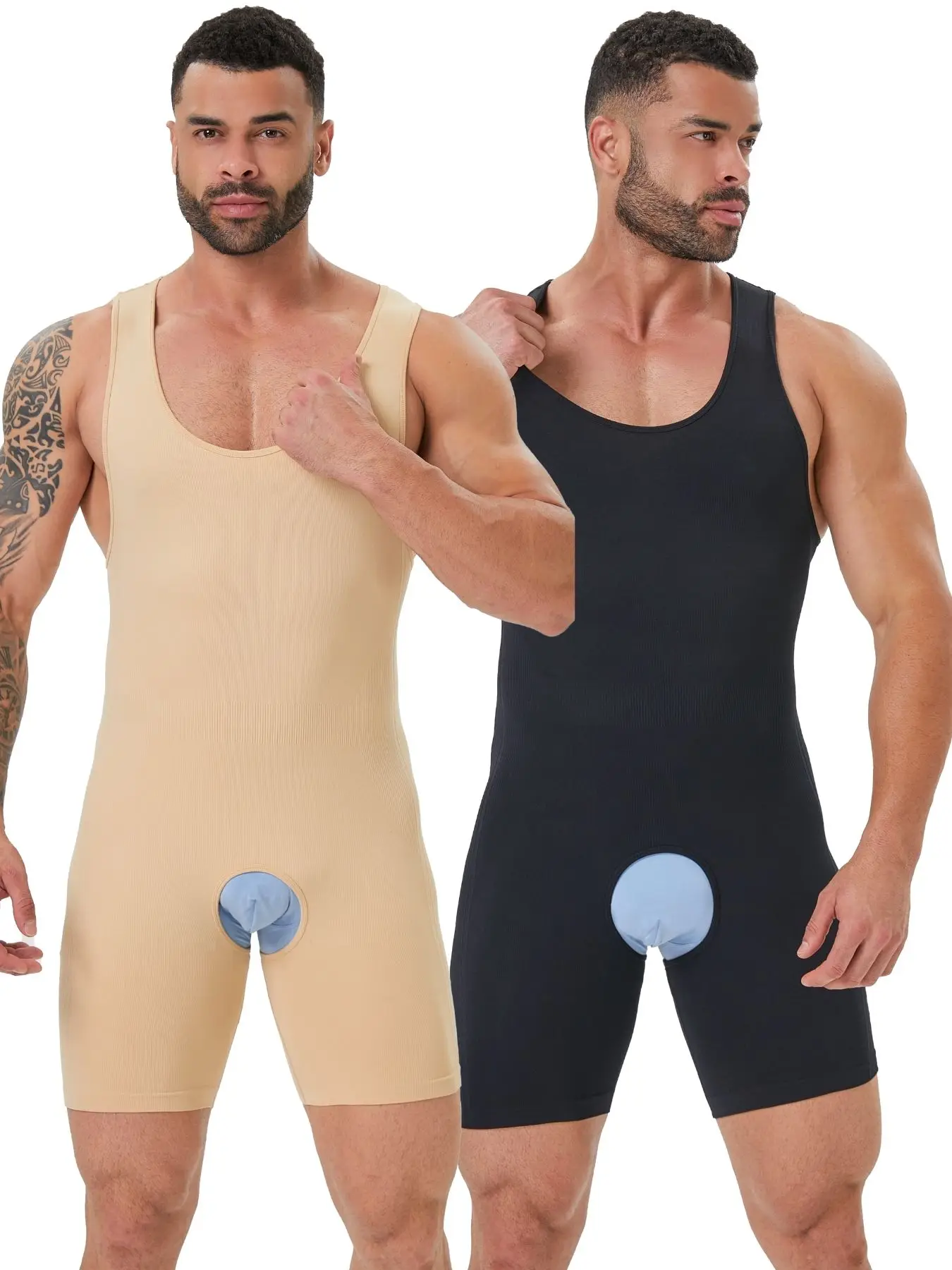 

Seamless Men's Full Body Shaper Compression Bodysuit Boxer Shorts For Tummy Control ,Back Support Shapewear Fits 300 Pounds