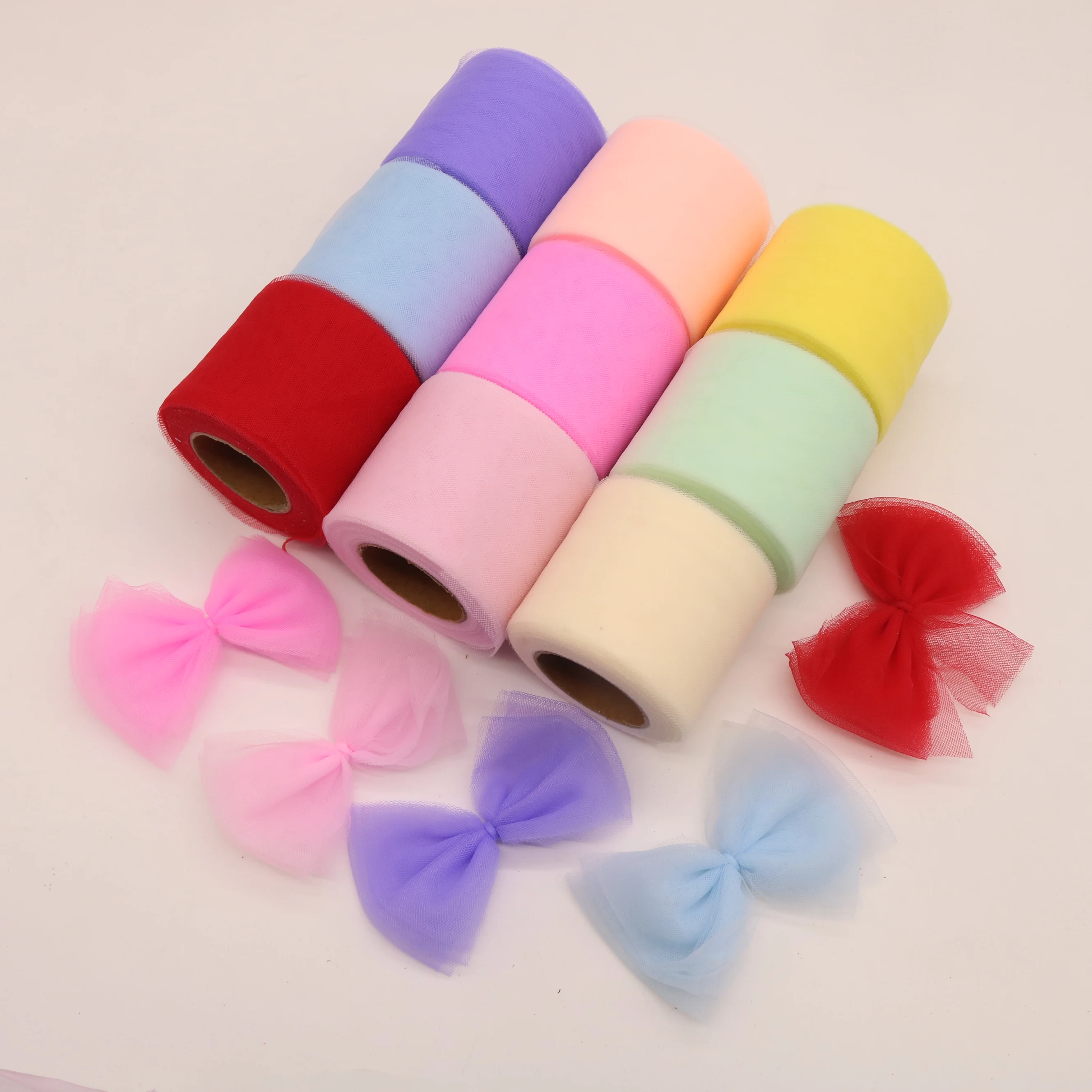 DIY Craft Soft Tulle Fabric, Gift Bow Packaging Ribbon, Wedding Christmas Party Decoration, 6cm * 25Yards/Roll