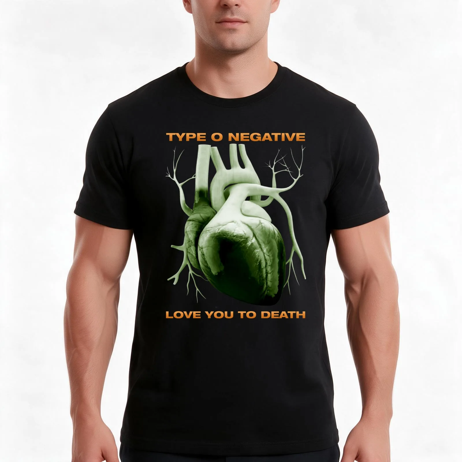 Type O Negative - Love You To Death (green) T-Shirt, Summer Casual Cotton Tee, Oversized Streetwear Tops, Vintage Graphic Print
