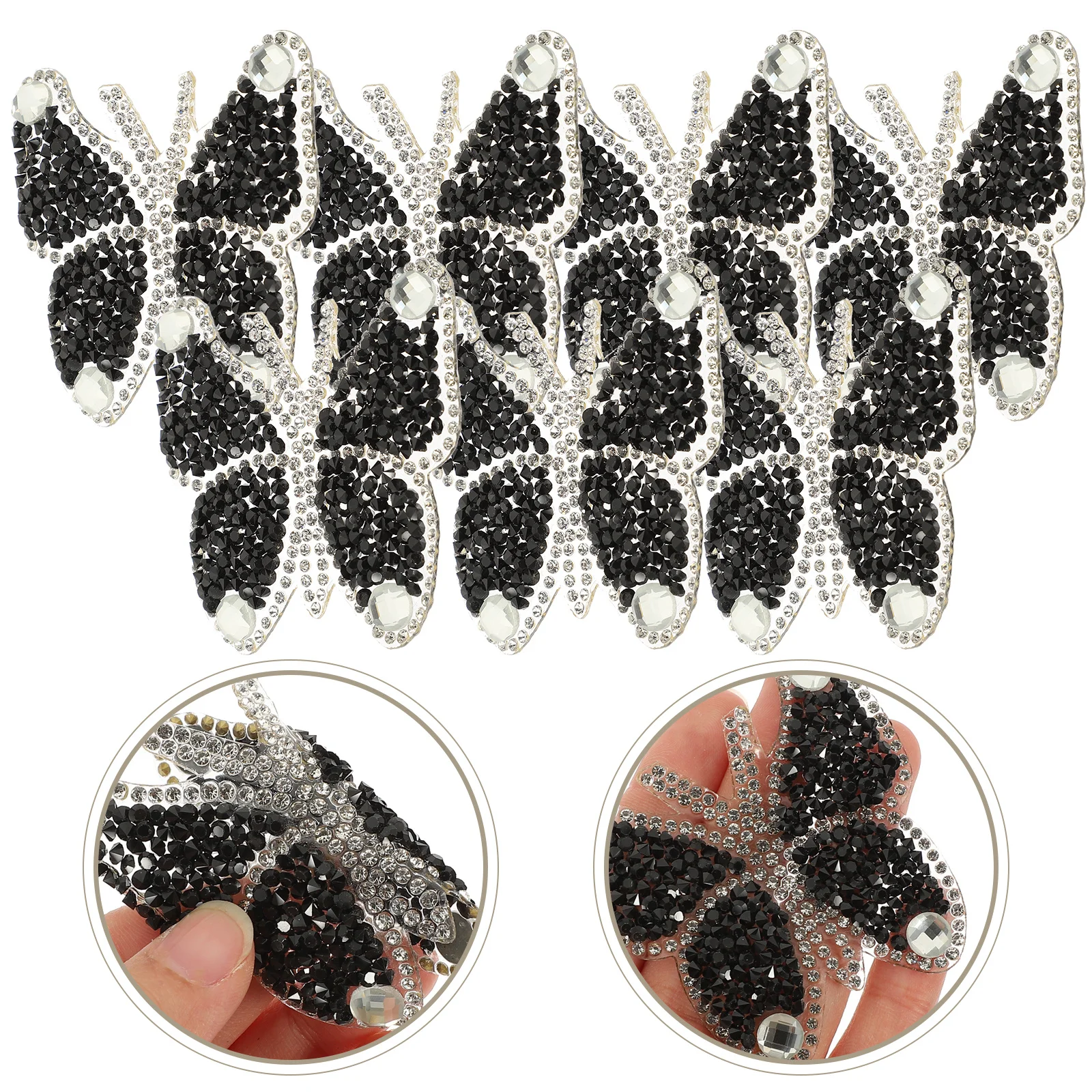 

10pcs Rhinestone Embellishment Patches Iron-On Butterfly Sewing Repair Patches For Clothes Jeans Bags Diy Garment