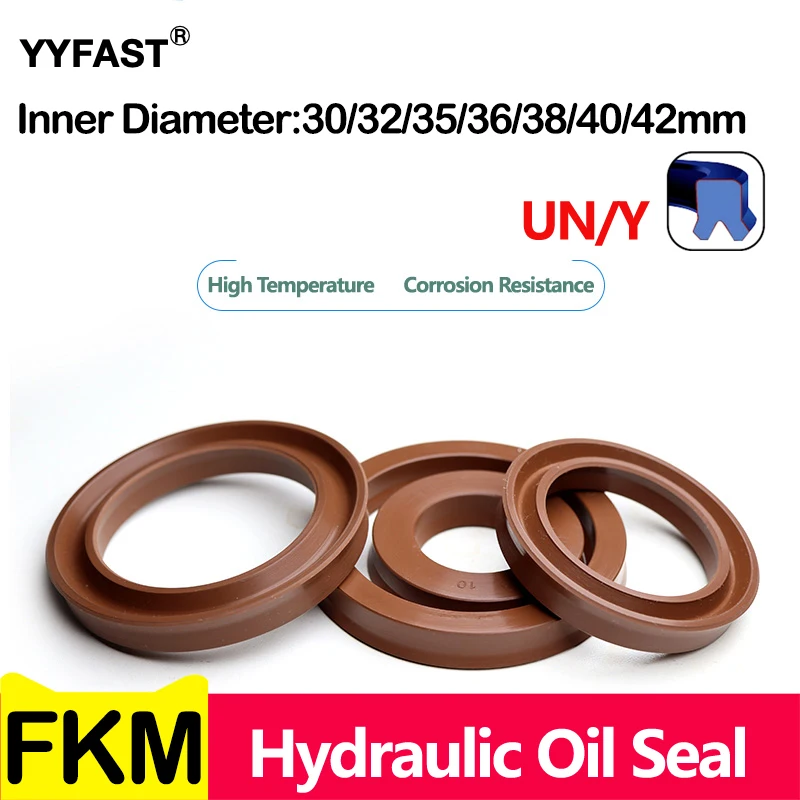 ID 30/32/35/36/38/40/42mm,FKM UN/Y-type Radial Shaft Hydraulic Seal,Fluorine Rubber Shaft Piston Rod Single Lip U-Shaped Cup