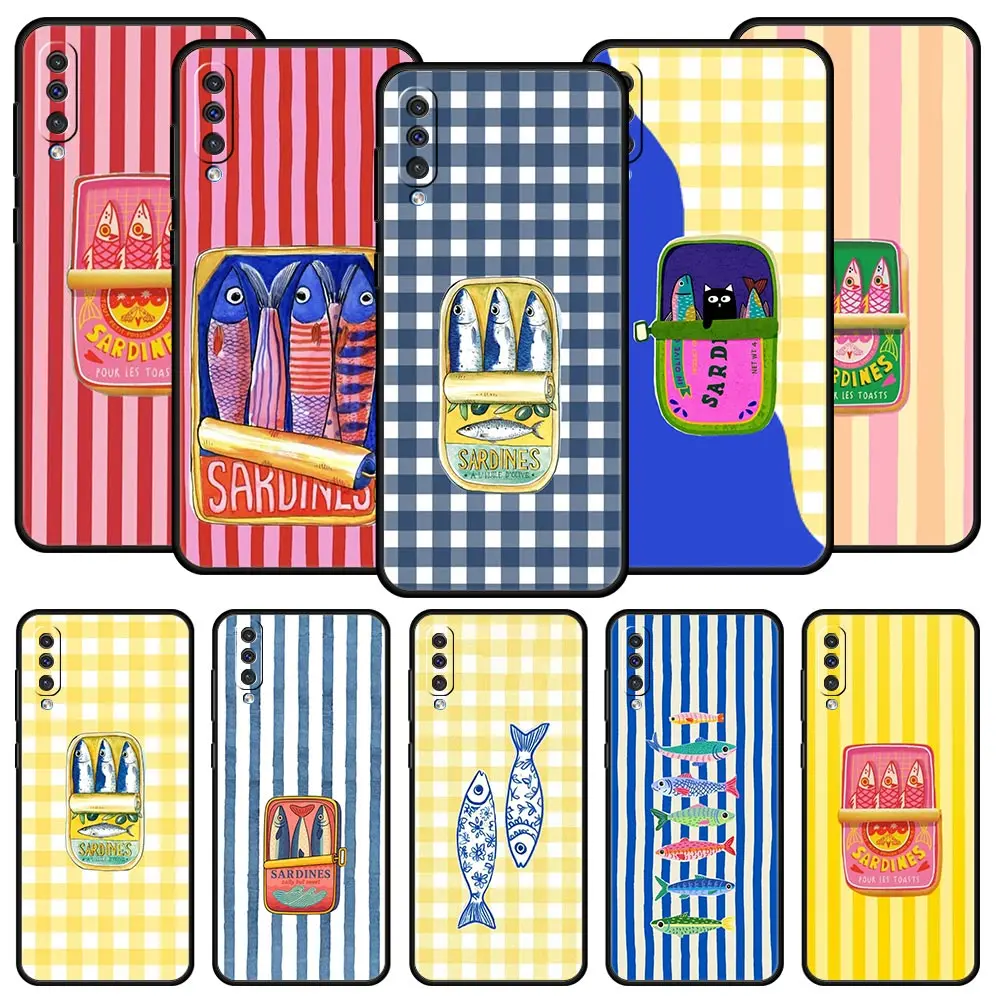 Colorful Sardine Fish Striped Phone Case For Samsung A56 A36 A26 A24 A12 A14 A16 A50 A70 A22 A32 A34 A54 A42 A52 5G A06 Cover