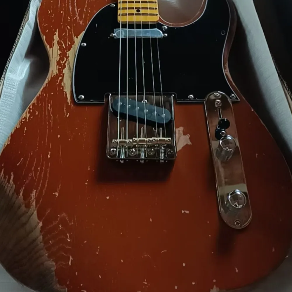 Hot high quality Custom Heavy Rust Orange  Guitar Maple Fretboard guitar