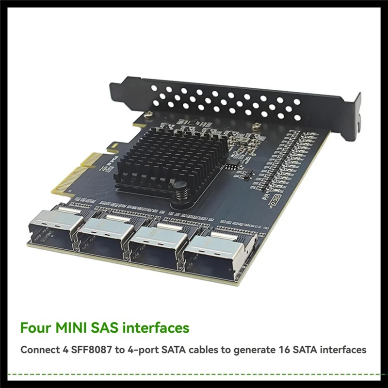 Neu - PCI-E zu MINI SAS SFF-8087 Adapter 16 Port SATA 3.0 6 Gbit/s SSD Adapter für Bergbau