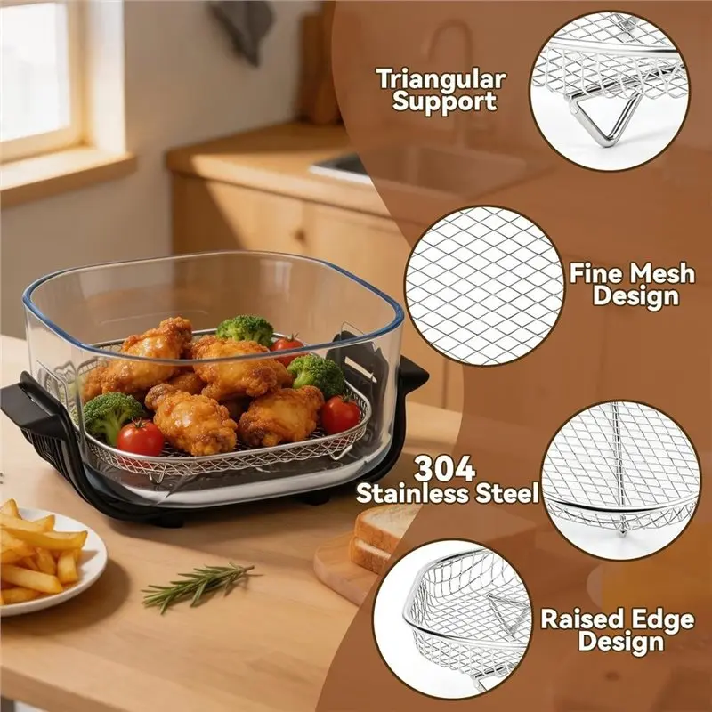 NEW HOT In Stock-Stainless Steel Rack(2 Pack) For Ninja Crispi Air Fryer FN101 AS101 For Cuisinart Clearview 4-Quart Accessories