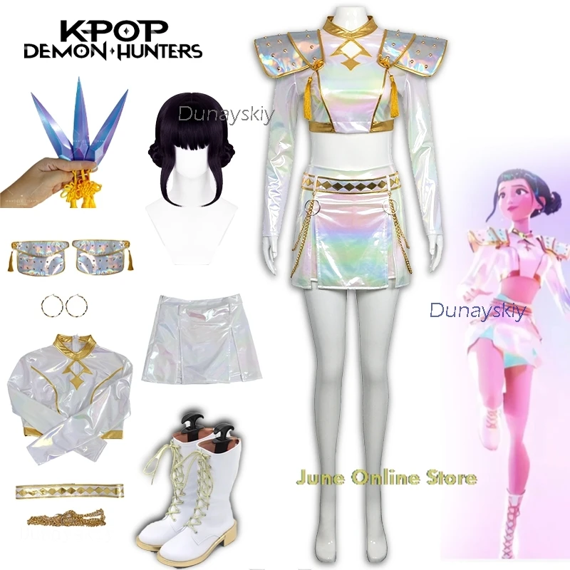 

K-Pop Huntrix HUNTR/X Zoey Cosplay Demon Hunters Costume Women Laser Outfit Shiny Prop Halloween Party Idol Stage Roleplay Suit