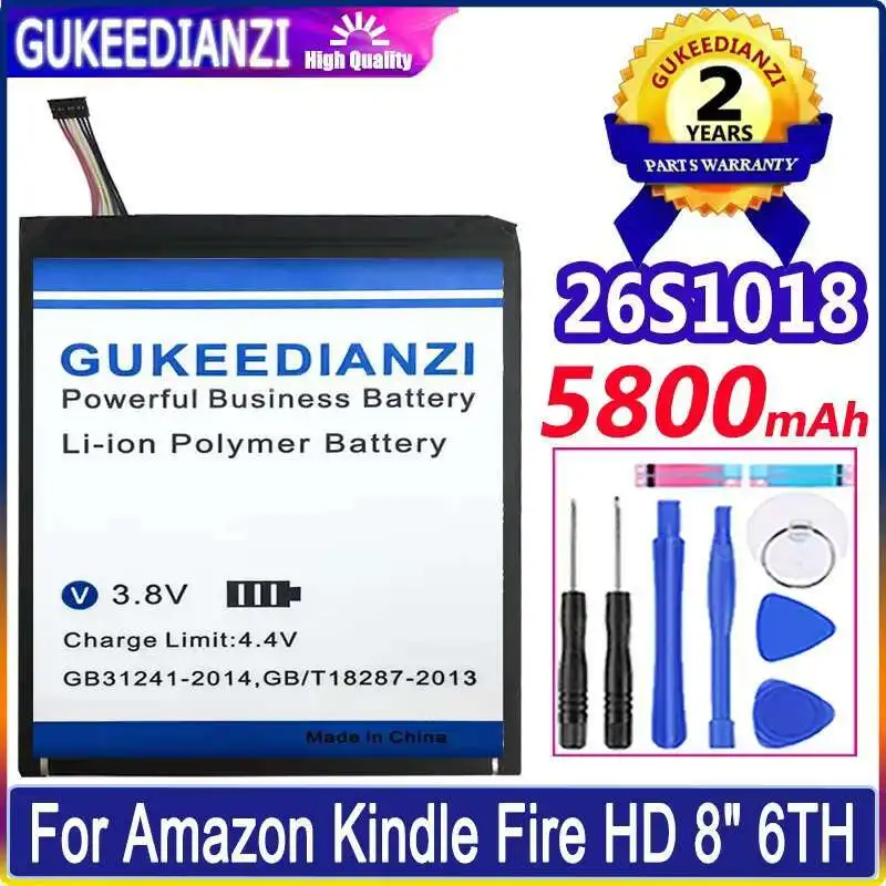 

Tablet Battery High-Efficiency 26S1018 5800mAh For Amazon Kindle Fire HD 8" 6TH Gen PR53DC MC-28A8B8 Long Lasting