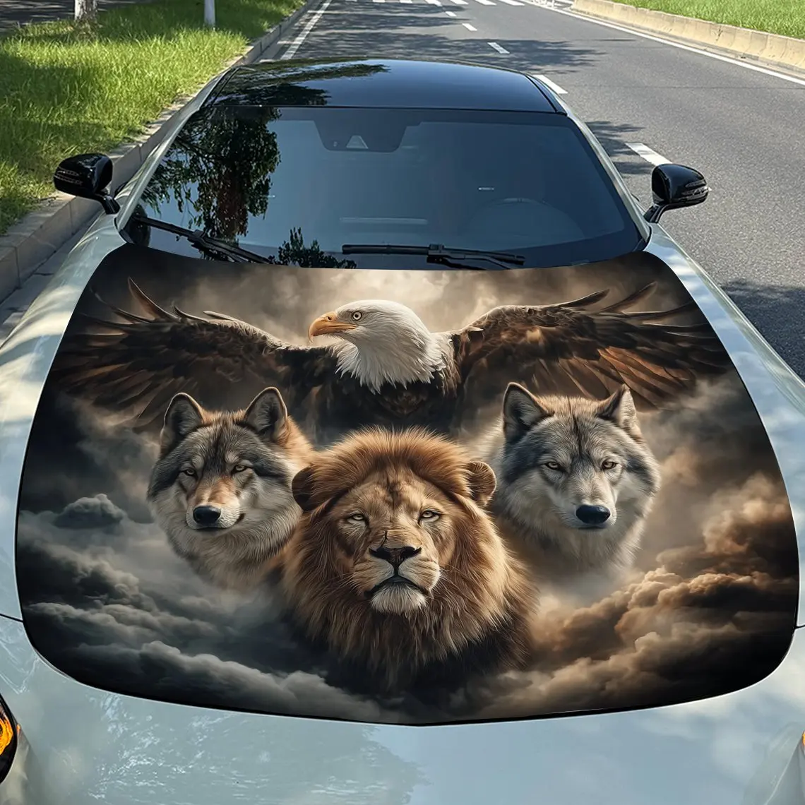 

Animal Squad Vinyl Decal - Universal Fit Paper Material Car Hood Wrap, Automotive Exterior Bonnet Sticker, Vehicle Modification