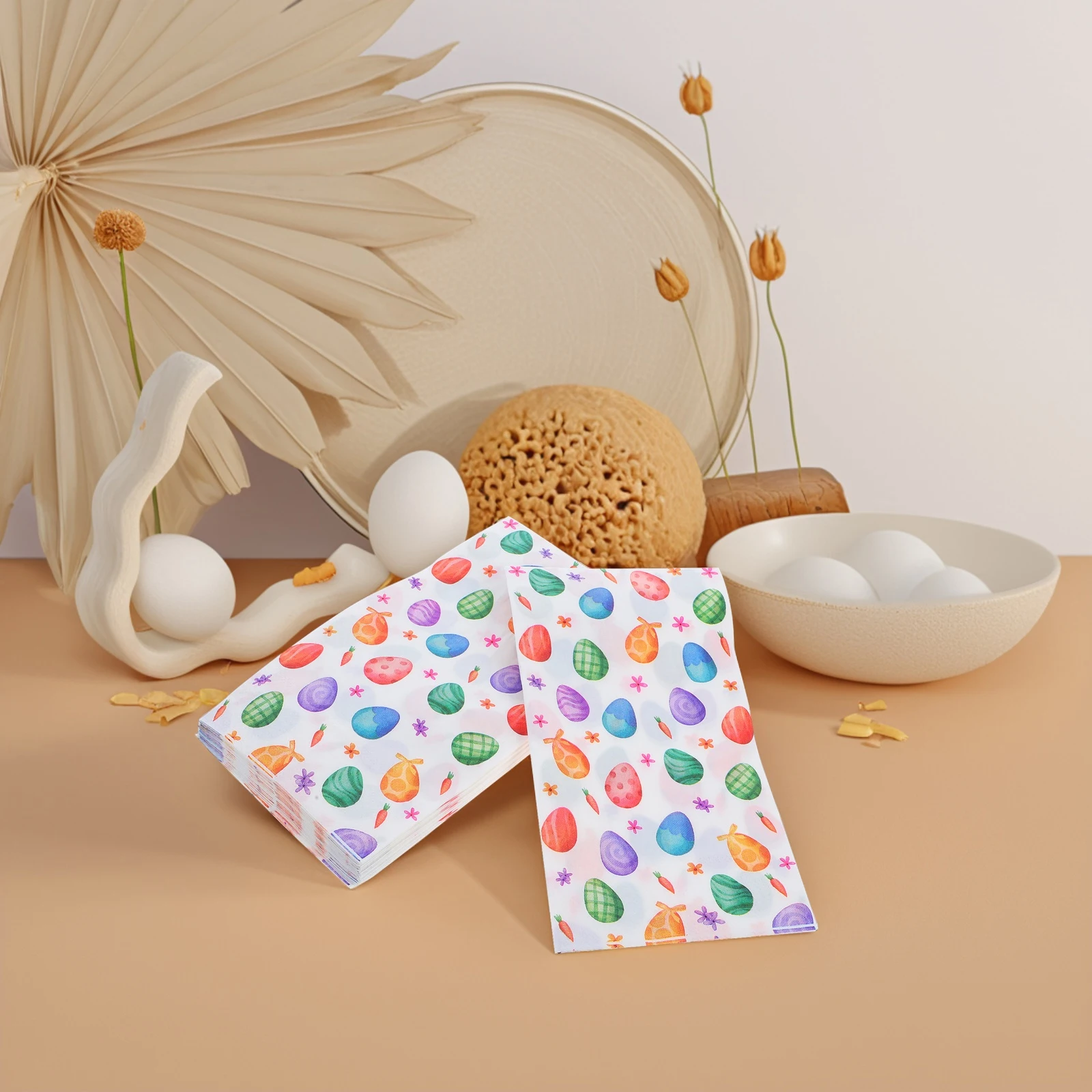 

20 Pcs Easter Napkin Holiday Napkins Paper Carrot Decorative Egg Wreath Kids Party Child