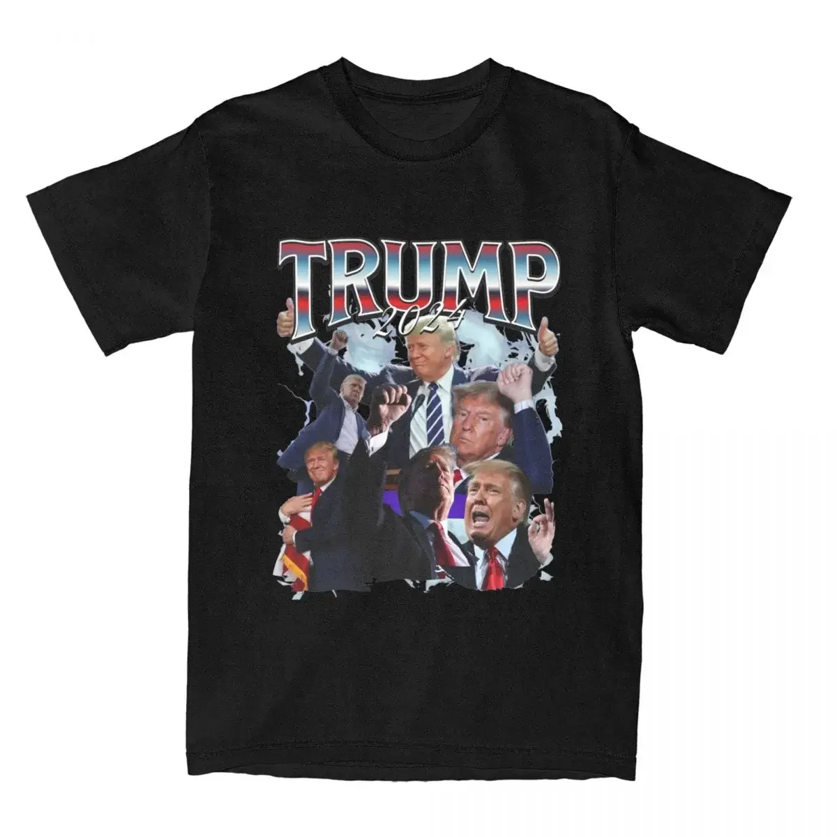 Trump 2024 Bootleg Style Men's T Shirts Vintage Tee Shirt Short Sleeve Round Collar T-shirts Cotton Plus Size Clothing