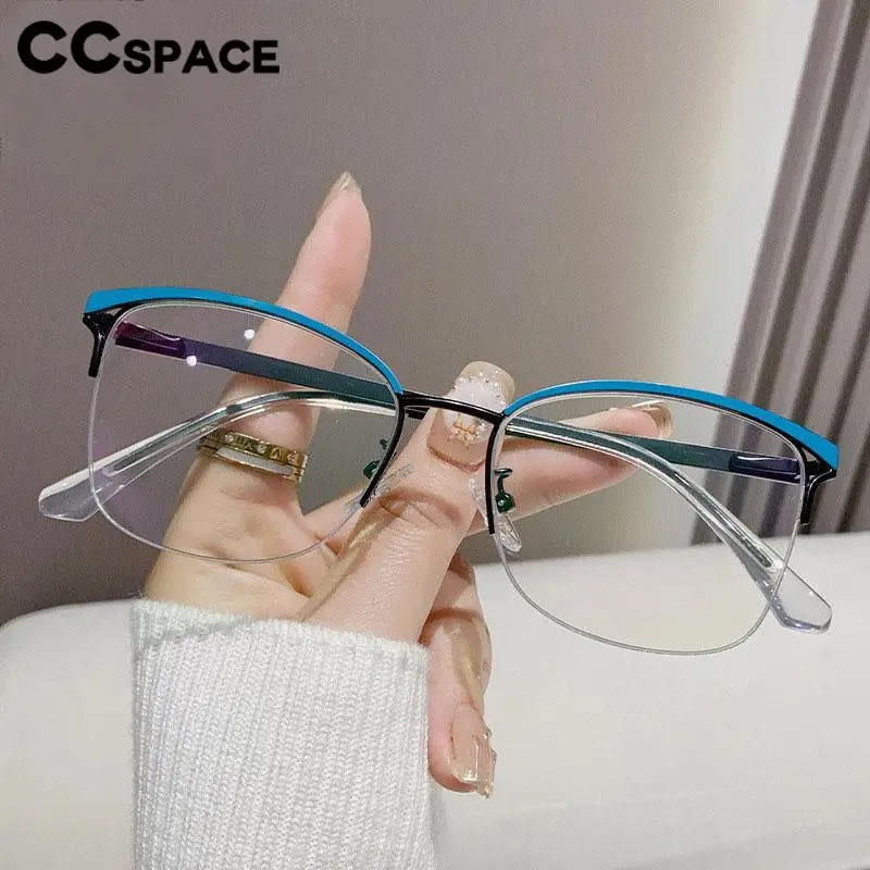 R57483 Metal Half-Frame Reading Glasses Square Casual Optical Presbyopia Eyeglasses Diopter +50+100+150+200+250+300+350