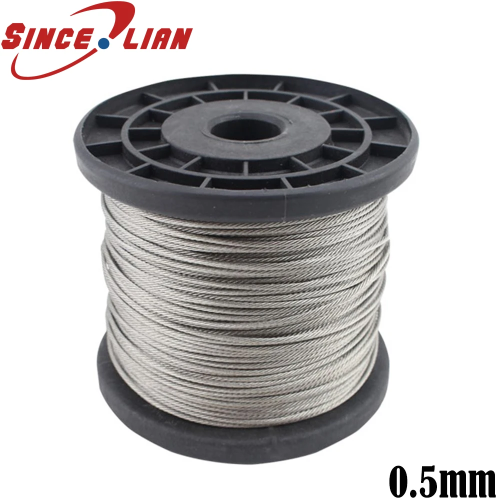 

100M/Roll High Tensile Fishing Rope Cable 0.5mm Stainless Steel Wire Rope 7X7 Structure Cable Stainless Steel Wire