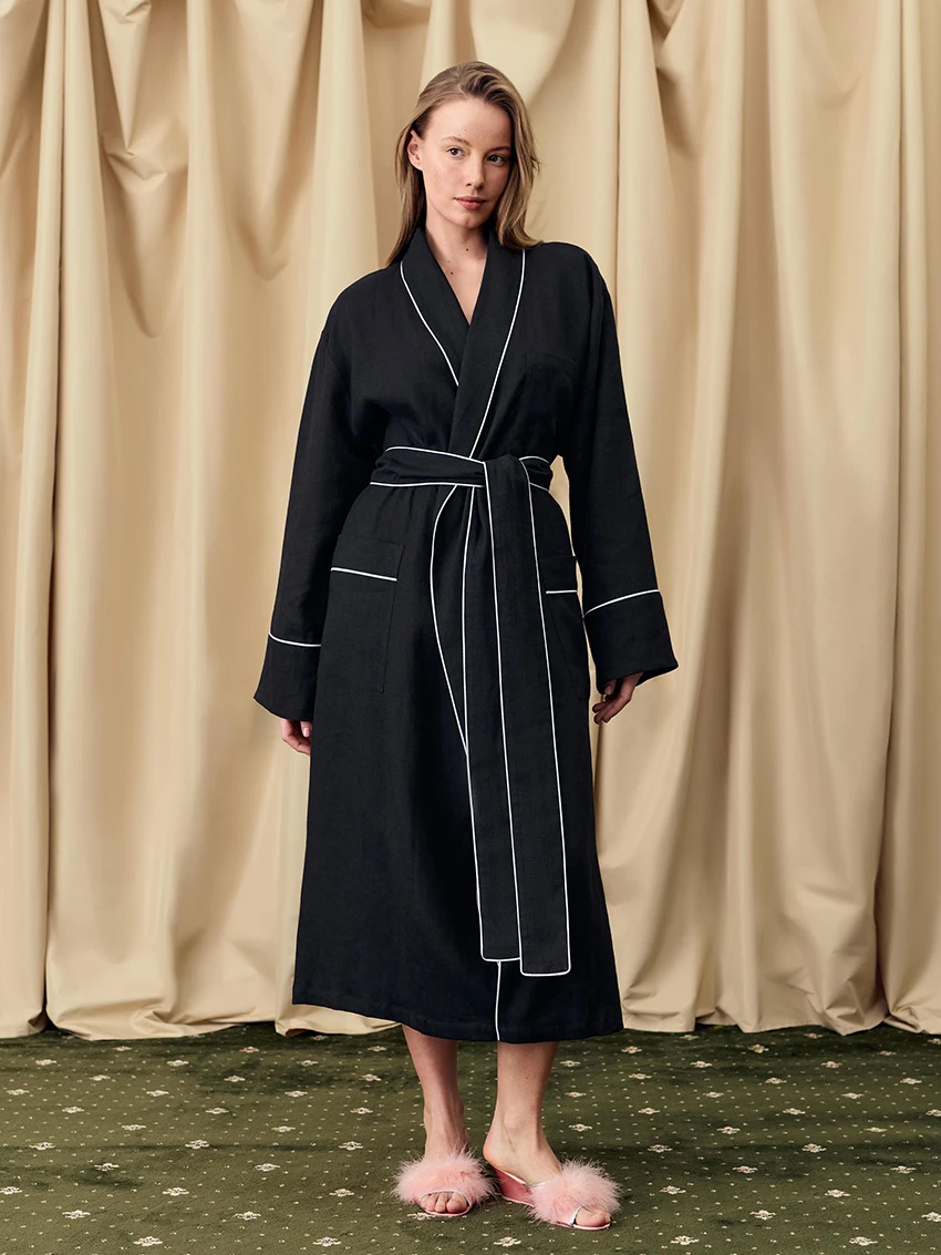 

Хлопковая женская ночная одежда Marthaqiqi, пижамы с длинными рукавами, ночные рубашки с V-образным вырезом, пижамы на шнуровке, платье до щиколотки, повседневная домашняя одежда