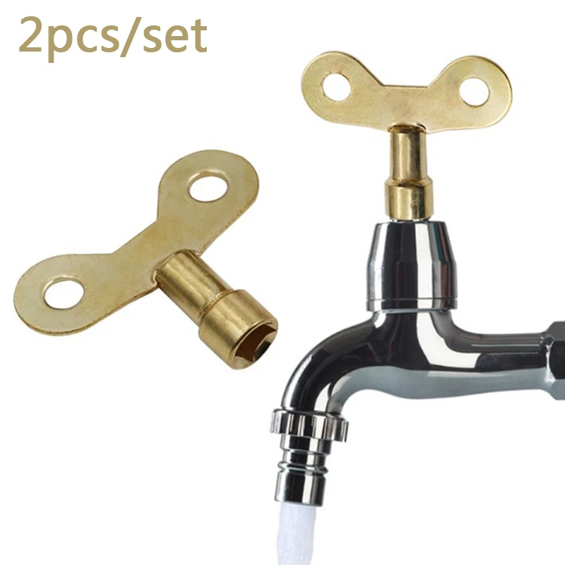 

2 Pcs Bleed Key Square Socket Faucet Keys Water Tap Brass Radiator Special Lock Hole Plumbing