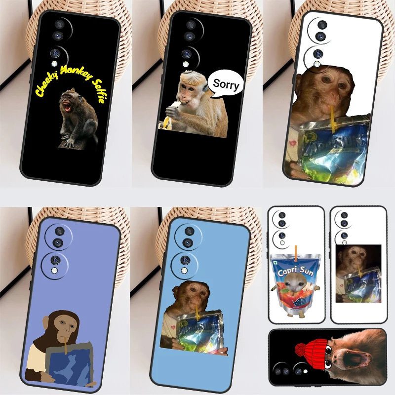 Monkey Sipping  Capri Meme For Honor Magic 5 Lite 90 70 50 10 Lite 8X 9X Case For Honor X8 X9 X7 X8a X9a X7a X6a Cover