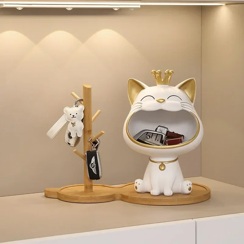 Lucky Cat in The Door Put The Key Storage Ornaments Porch Shoe Cabinet TV Cabinet Home Decor