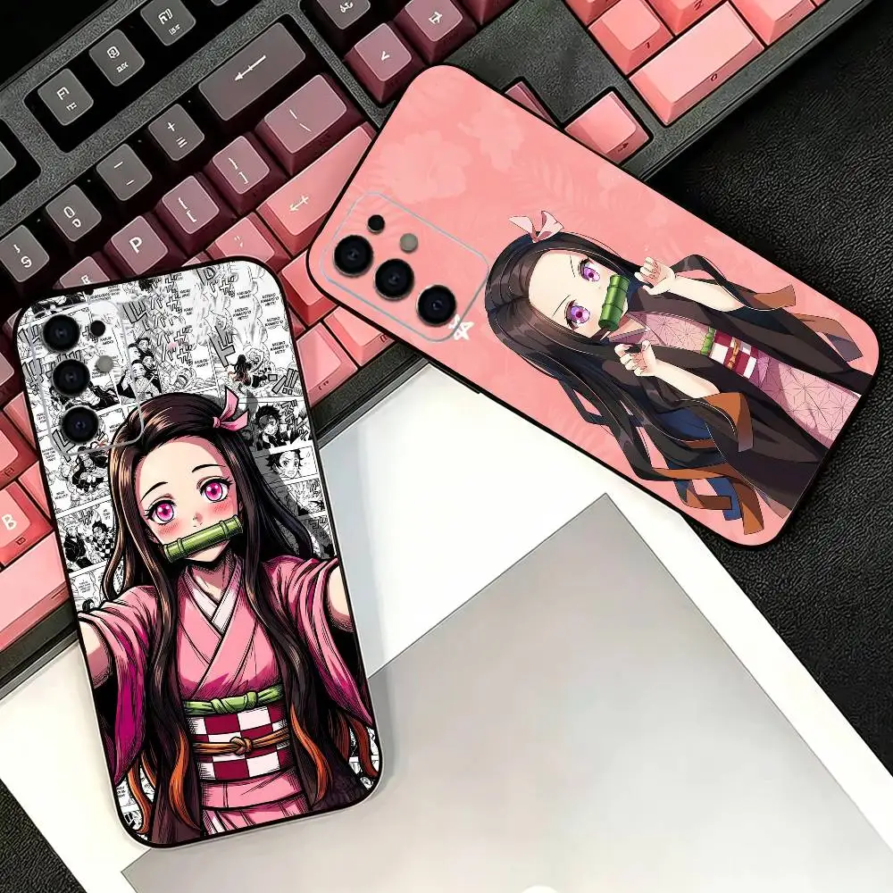 Anime Nezuko D-Demon S-Slayer Phone Case For Samsung S26,25,24,21,22,21,20,10,9,8,7,6,5,Ultra,Plus,Fe,Lite Black Shell